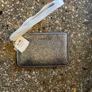 Coach Glitter Silver Small Wristlet-NEW!!!